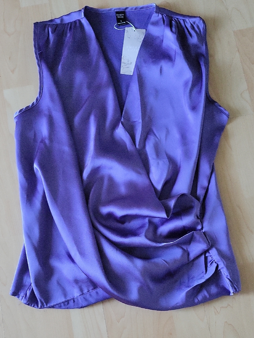 Ann Taylor Purple Draped Satin Sleeveless Camisole